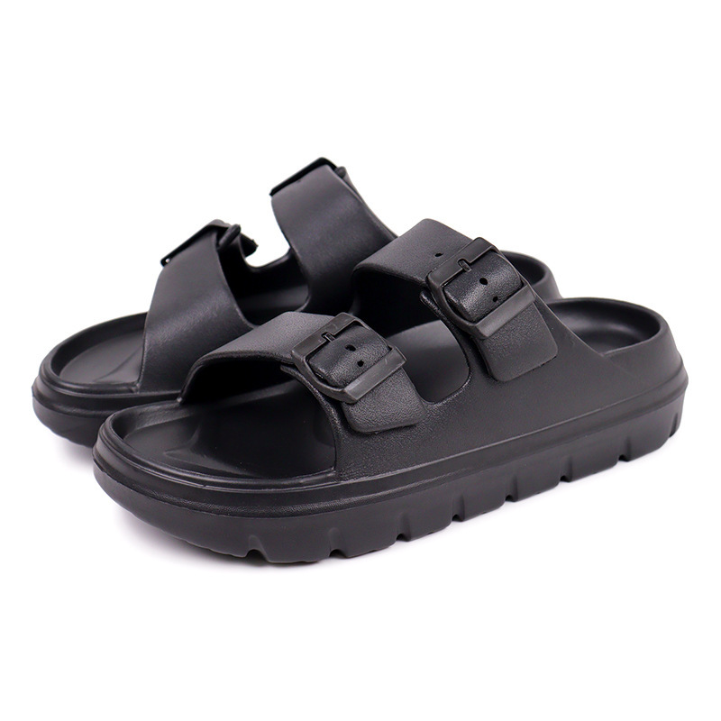 2025夏季新款时尚双扣拖鞋外穿厚底防滑双排扣增高拖鞋休闲凉拖