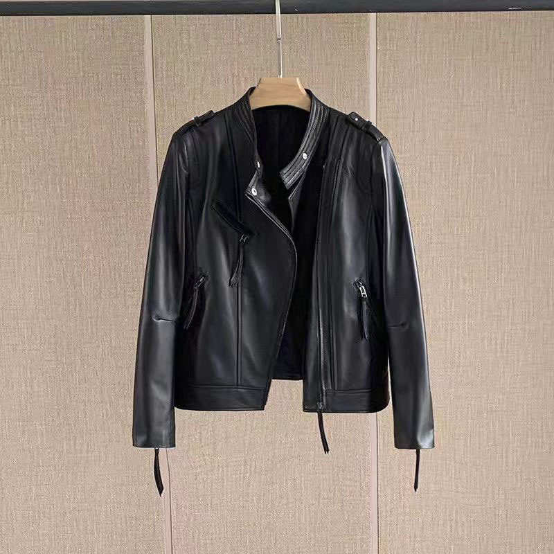 新款春秋皮衣外套女爆款秋冬短款海宁机车皮夹克真皮皮衣女款外套