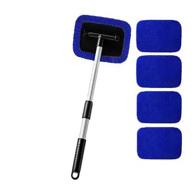 Car cleaning tools | Pole Car Window Brush Set - 1-set-1-set-of-square-plates-retractable-square-plate-5-blue-cloth-covers