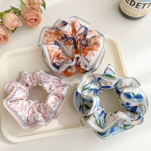 Large intestine hair ring floral headband women's high-end ponytail adult headwear high elastic hair rope headband  new style