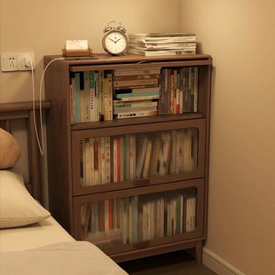 Книжная полка, система хранения, настольная простая коробочка для хранения для спальни, многослойный книжный шкаф из натурального дерева