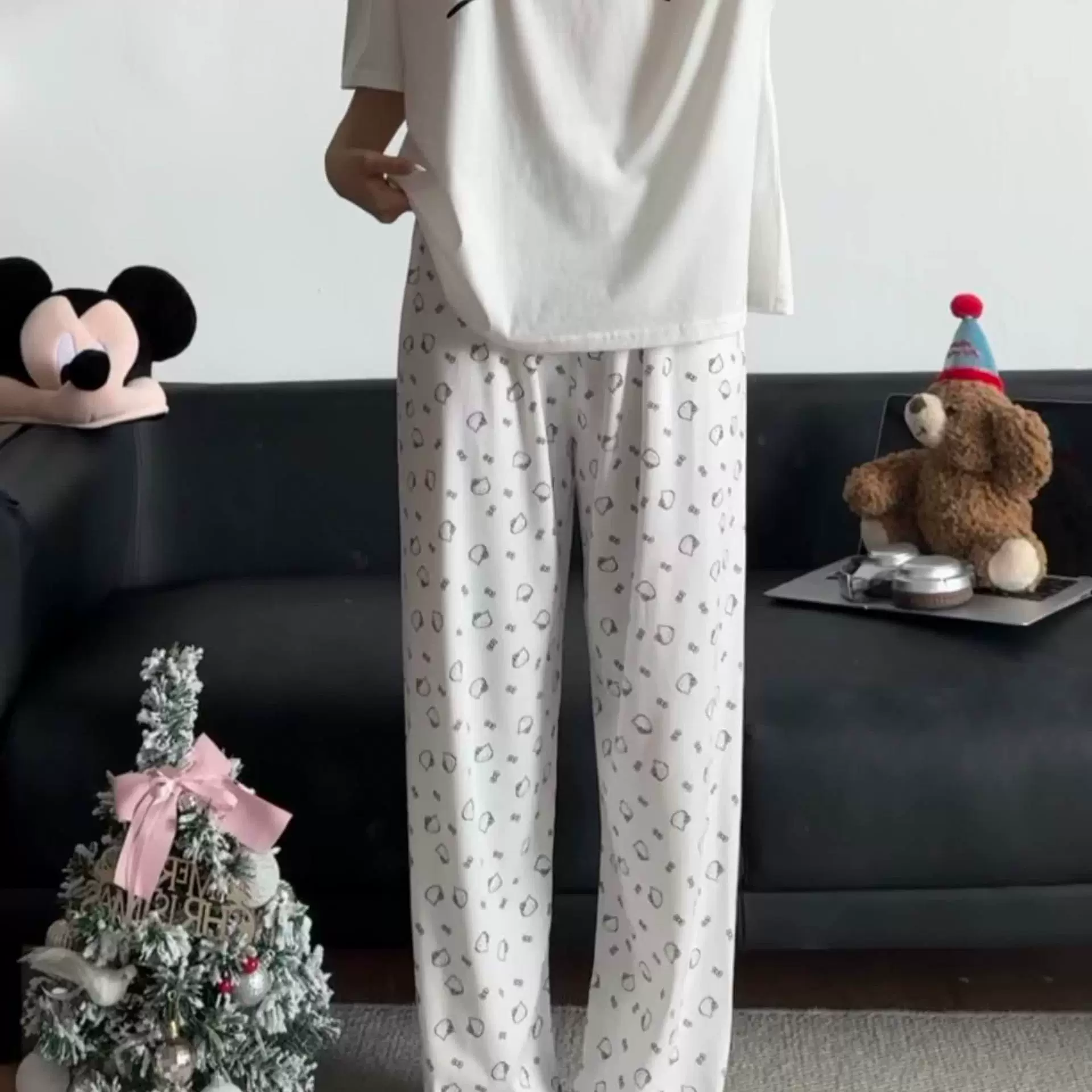 Hello Kitty, мультяшные осенние штаны, оверсайз, высокая талия, свободный прямой крой