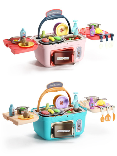 Children's play house kitchen toy oven set can produce water to simulate barbecue, change color, cook and cook toys for boys and girls