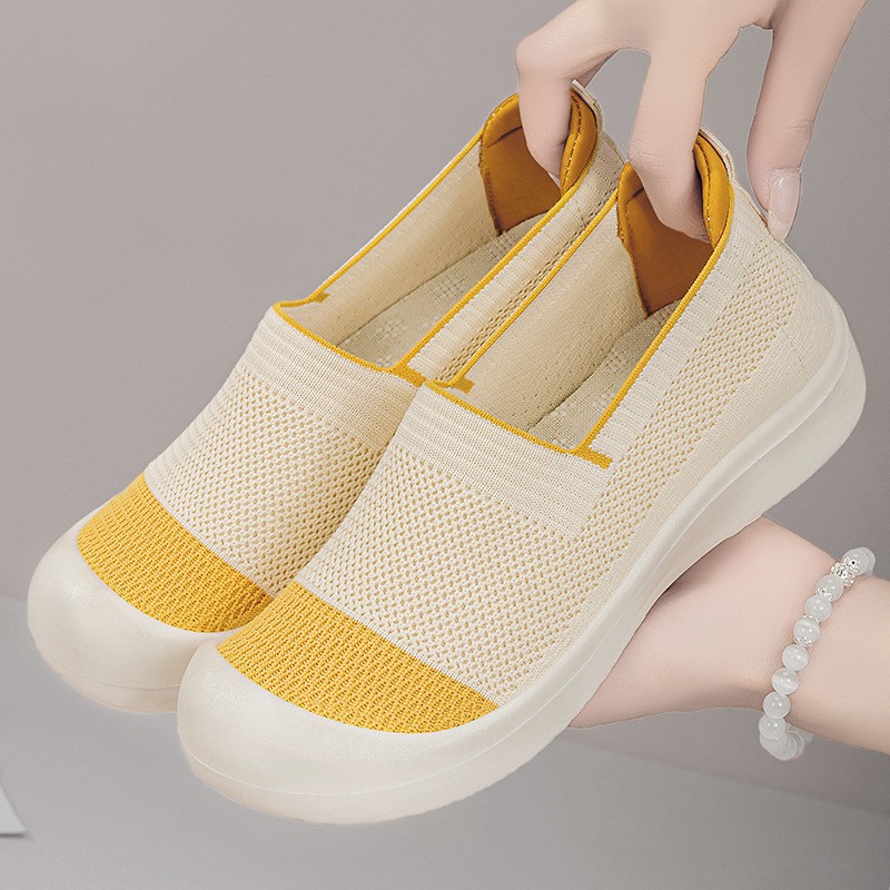 Zapatos de mujer, nuevo estilo de primavera, zapatos de tela transpirable con tejido ligero, zapatos de malla con boca poco profunda, zapatos casuales ligeros de poliuretano, venta al por mayor image 1