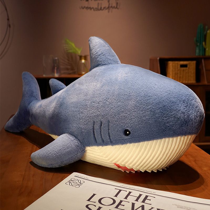 Cartoon Cute Great White Shark Bedding Pillow Sleeping Long Strip Leg-Holding Multifunctional Plush Toy Sleepy Mascot