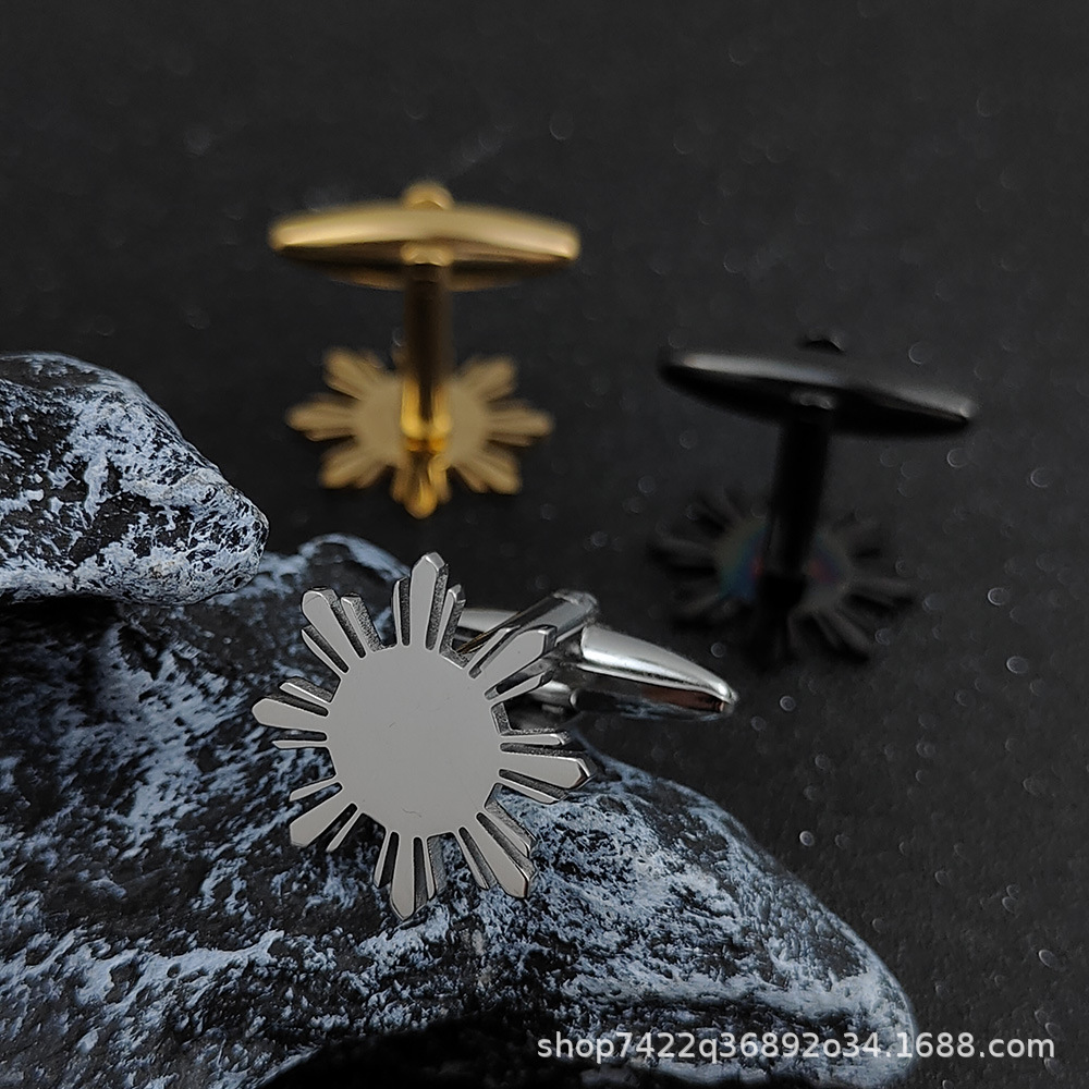 New Sunlight Gold-Plated Cufflinks for Men, Natural Elements, Light Luxury Cuff Accessories, Denim Clothing Bags, Elegant Buckle Accessories