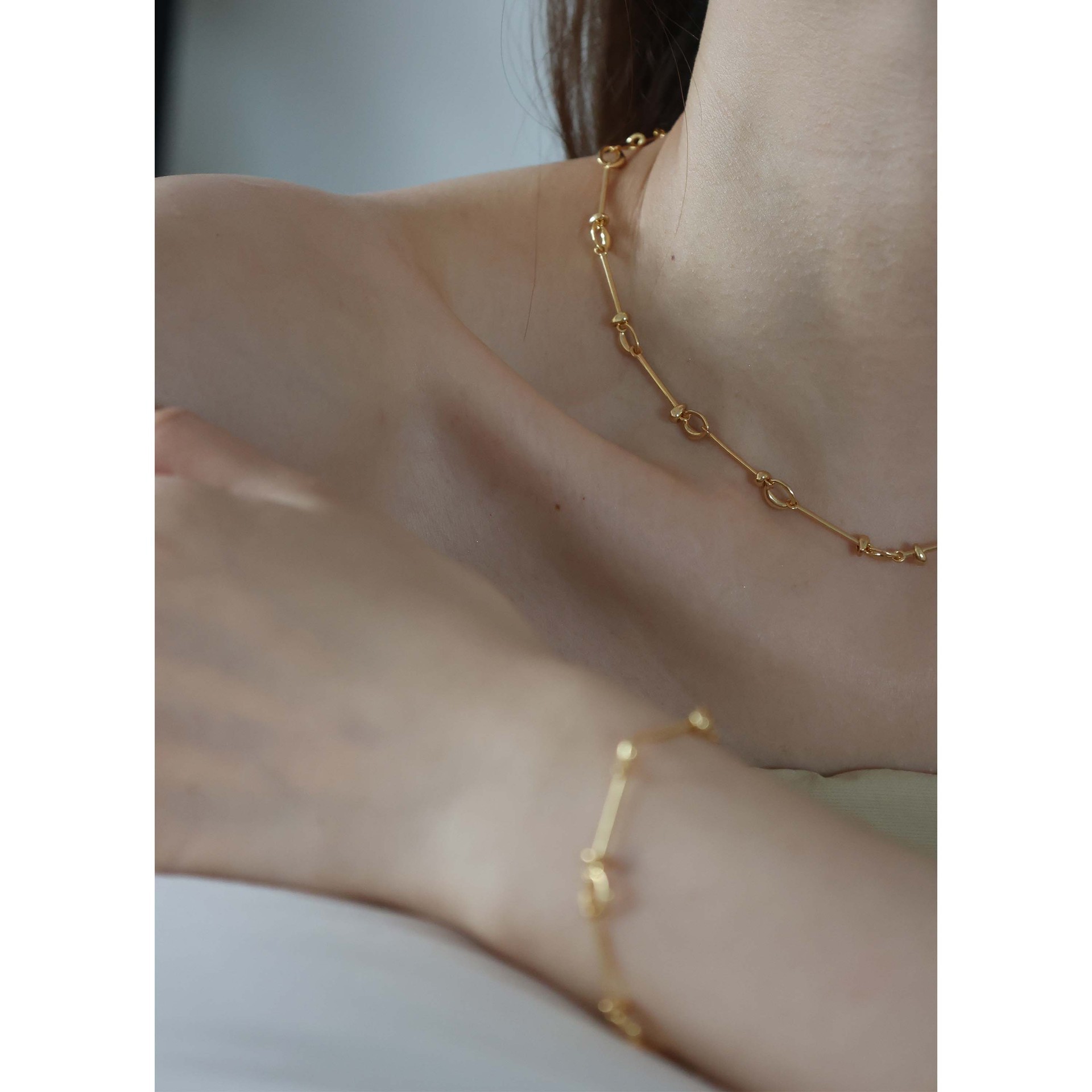 Q链条拼接感手链项链穿衣服好搭的一款单品简约又时尚好看N4-8