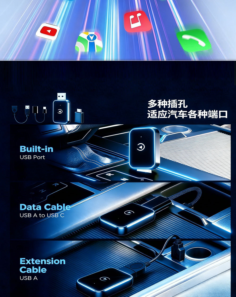Hot-Selling 2-in-1 Smart Carplay Box Wireless Car-Machine Connectivity Converter Android Autpcarplay Box