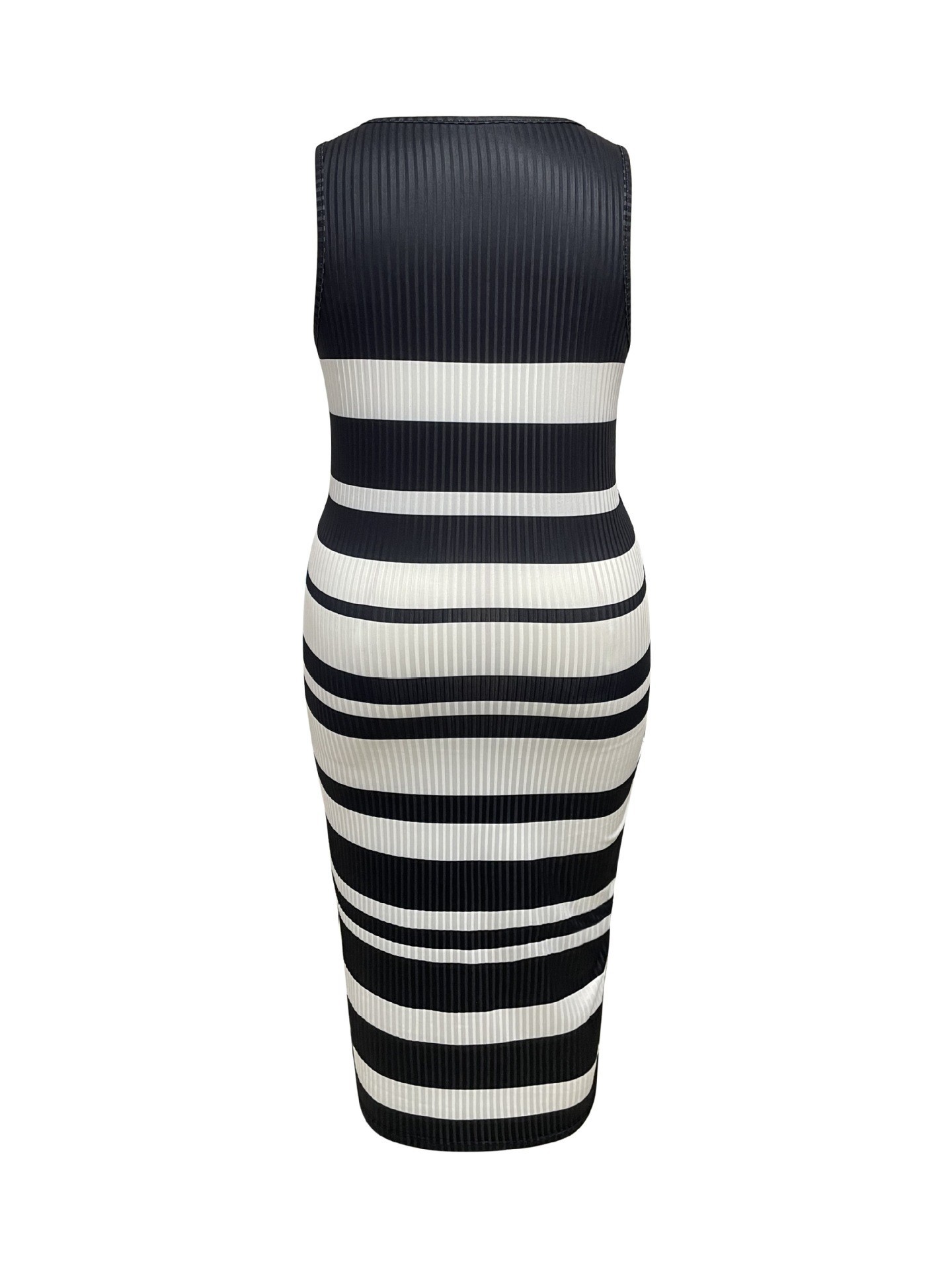 Striped Printed Sexy Sleeveless Ribbed Dress For Summer Women's Clothing_ecoleips.com