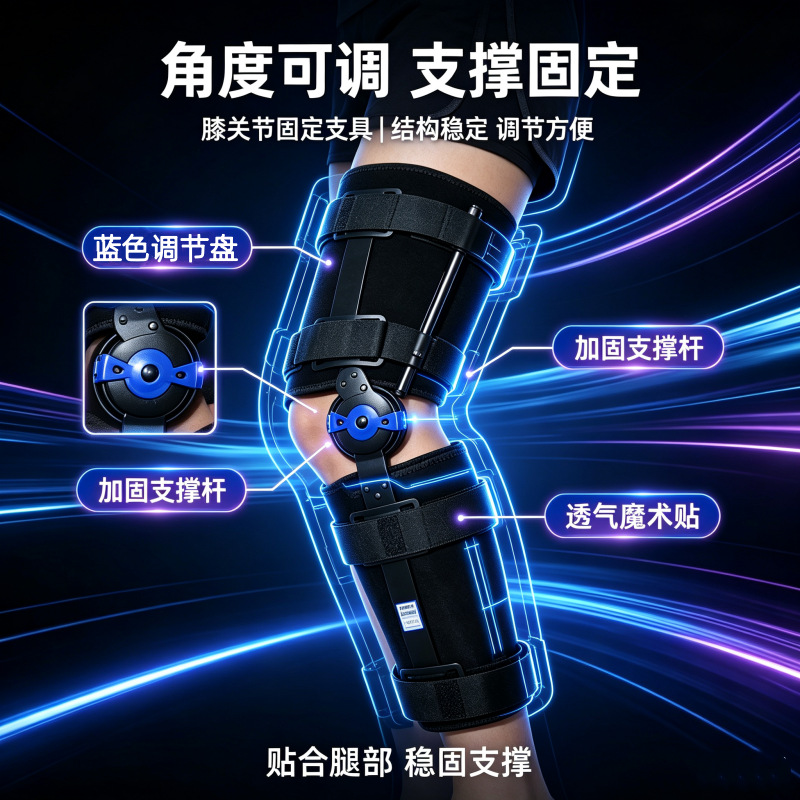 可调节膝关节护膝透气固定支具运动术后家用康复专用固定护具批发