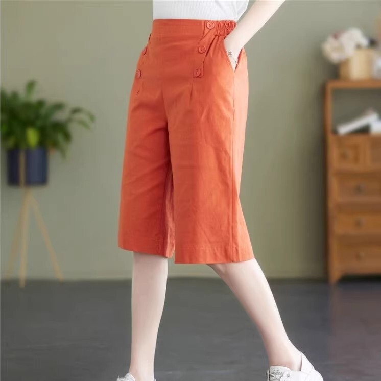 New Pure Cotton Casual High-Waisted Elastic Wide-Leg Pants, Cropped Pants, 2026 Summer Thin Style, Versatile Harem Pants New Pure Cotton Casual High-Waisted Elastic Wide-Leg Pants, Cropped Pants, 2026 Summer Thin Style, Versatile Harem Pants