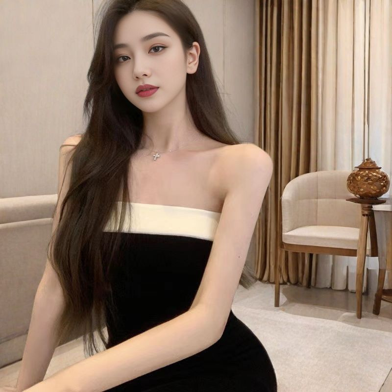 Super Spicy Sexy Party Celebrity with Strapless dress Sweet Spice Girl Strapless Skirt Wrapped Chest Hip Skirt 602