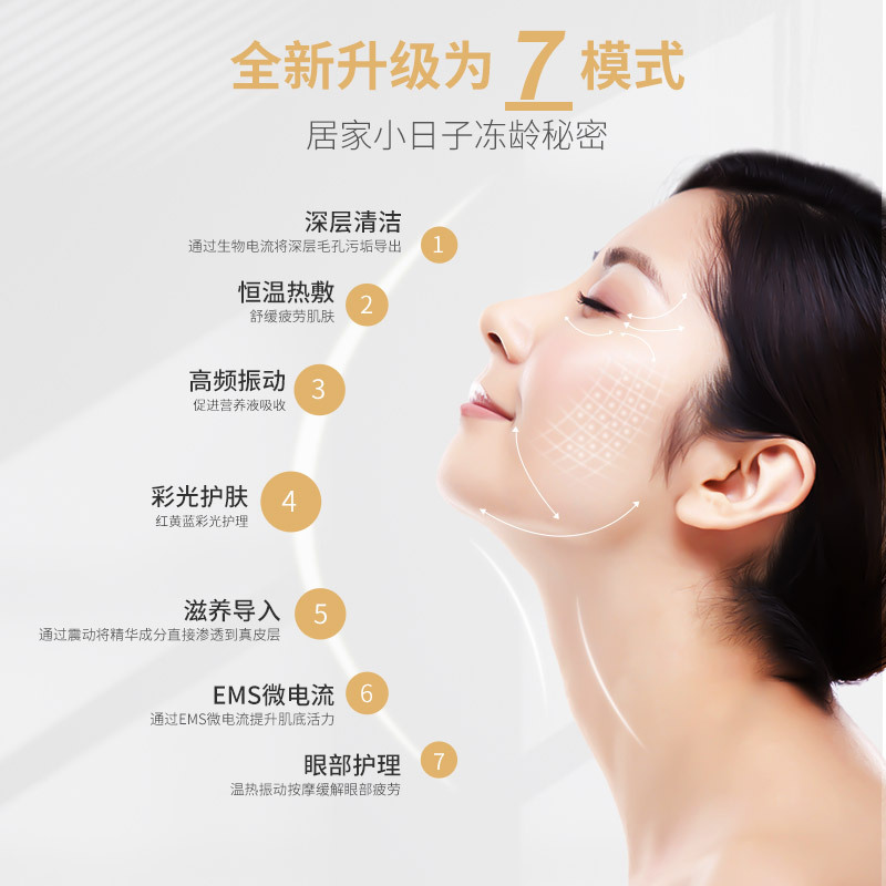 Instrumento de belleza instrumento de importación con EMS Ion facial color luz instrumento de belleza instrumento de cuidado de la piel micro actual luz roja rejuvenecimiento de la piel