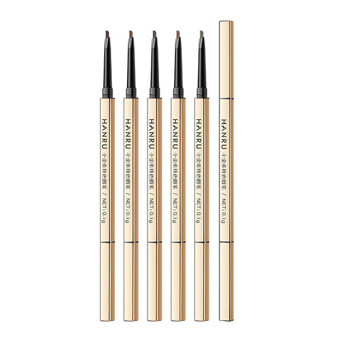 Small Gold Bar Double-Ended Eyebrow Pencil with Extra-Fine Tip, Waterproof, Sweatproof, Long-Lasting, Non-Fading, Non-Blurring, Natural Haze Eyebrow Makeup