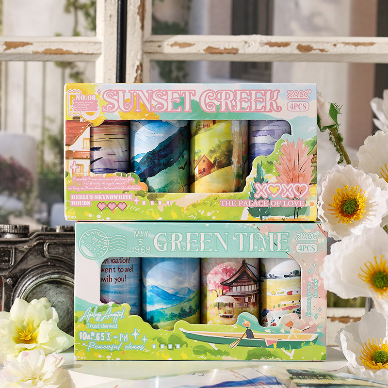 Nubes que fluyen y sombras serie pet tema de paisaje cinta de paisajismo caja de bricolaje material de decoración de cuenta manual cinta de collage