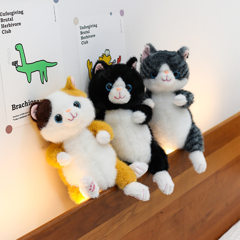 New Striped Simulated Cat Doll Plush Toy Cute Cat Black Cat Orange Cat Doll Backpack for Girls