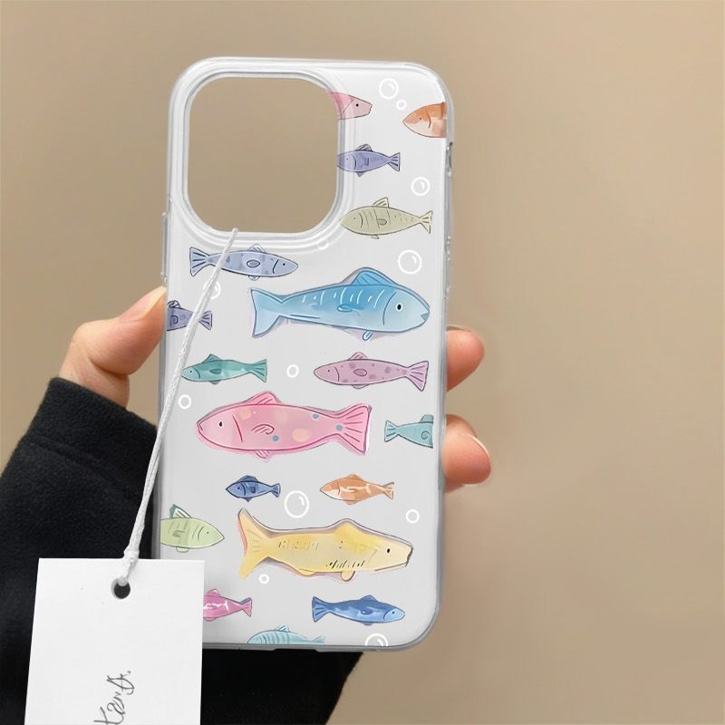 Colorful Fish Group Suitable for Apple 17Promax Mobile Phone Case Iphone16Plus Creative 15 Popular Model 14 Hard Shell 13