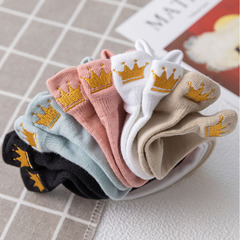 Socks Women's Socks Summer Thin Noble Crown Women's Boat Socks Cartoon Embroidered Women's Socks Ins Trend