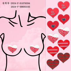 工場在庫あり 乳首シール 透明 通気性 使い捨て ブレストシール 赤いハート バレンタインデー 美乳シール カスタムメイド