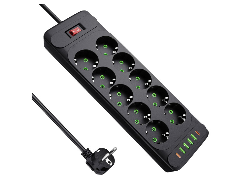 Steckdosenleiste enchufe estándar europeo Amazon con conector doméstico de agujero europeo USB10 suministro de placa de enchufe para el hogar