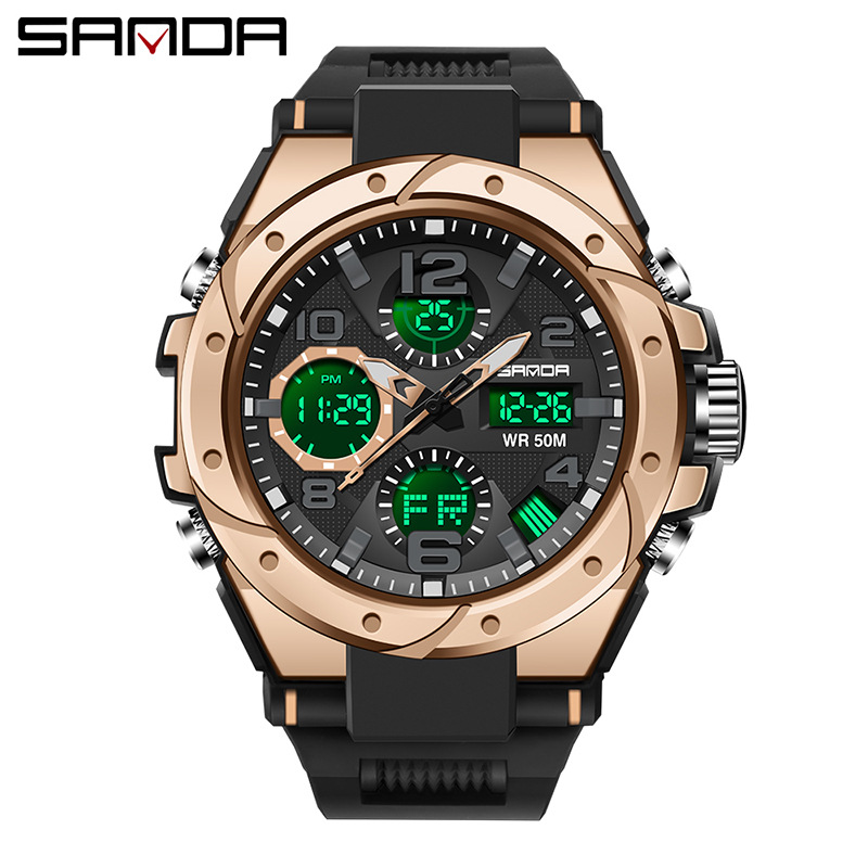 Reloj electrónico de los hombres personalizados de moda deportes al aire libre impermeable reloj luminoso LED multifuncional reloj de estudiante Masculino