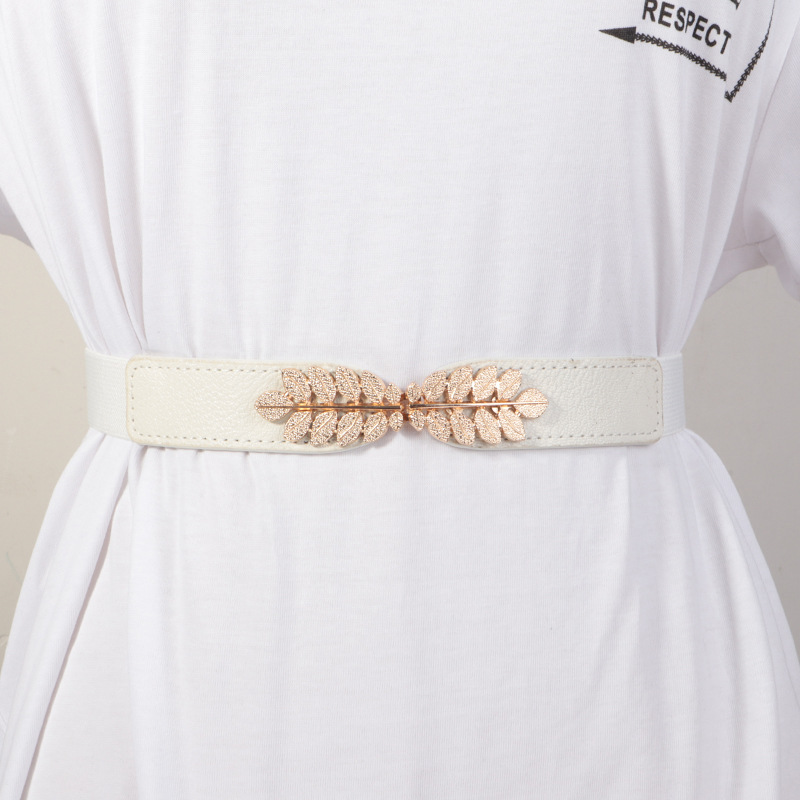 Cinturón Elástico Fino para Mujer de Piel de Imitación para Vestidos y Faldas