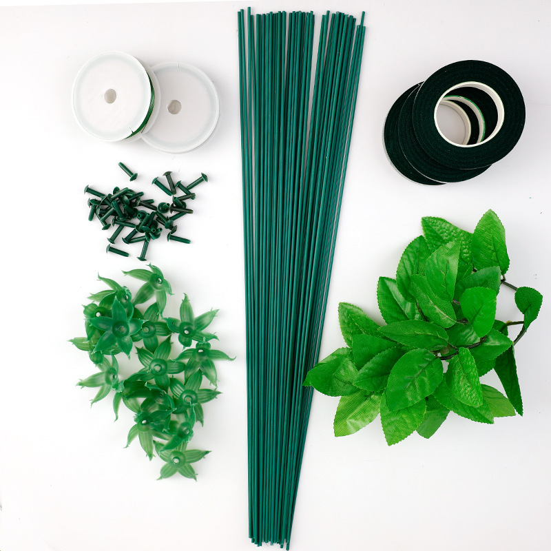 crepe paper rose flower pole floral production material package diy bouquet accessories green wire torus imitation leaves crepe paper rose flower pole floral production material package diy bouquet accessories green wire torus imitation leaves
