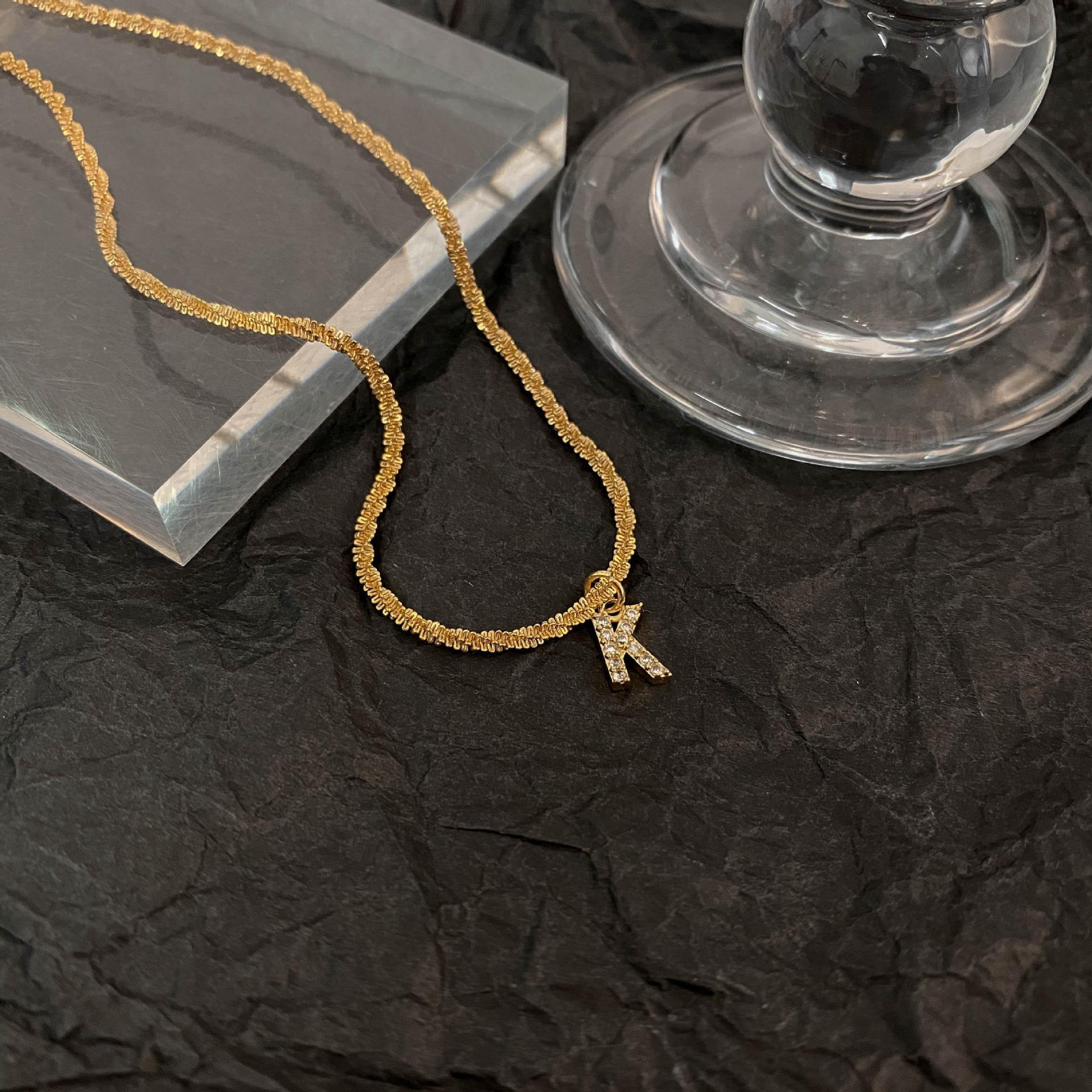 10g Weight Zircon Inlay Material Pendant Necklace Classification 1 Piece Quantity Holiday, Daily Occasion Titanium Steel Material Letter Pattern Women's Gender Plating, Inlay Design Simple Style, Classic Style Style Simple Style Classic Style Letter Titanium Steel Plating Inlay Zircon Pendant Necklace 31