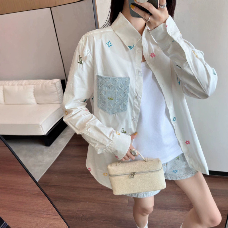 Shenzhen Nanyou 2026 High-End Version L Brand Full-Body Embroidery Loose-Fitting Youthful Spring-Summer New Women's Shirt