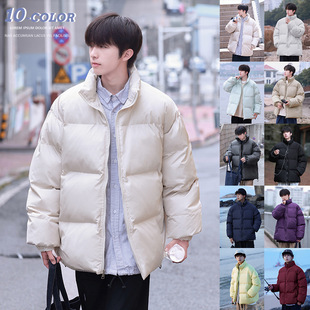 Winter Cotton Outwear Men's Pure Color Handsome Couple Outwear Korean Style Trendyy Hong Kong Style Men's Cotton Outwear Thickeneded Short Bread Outwear