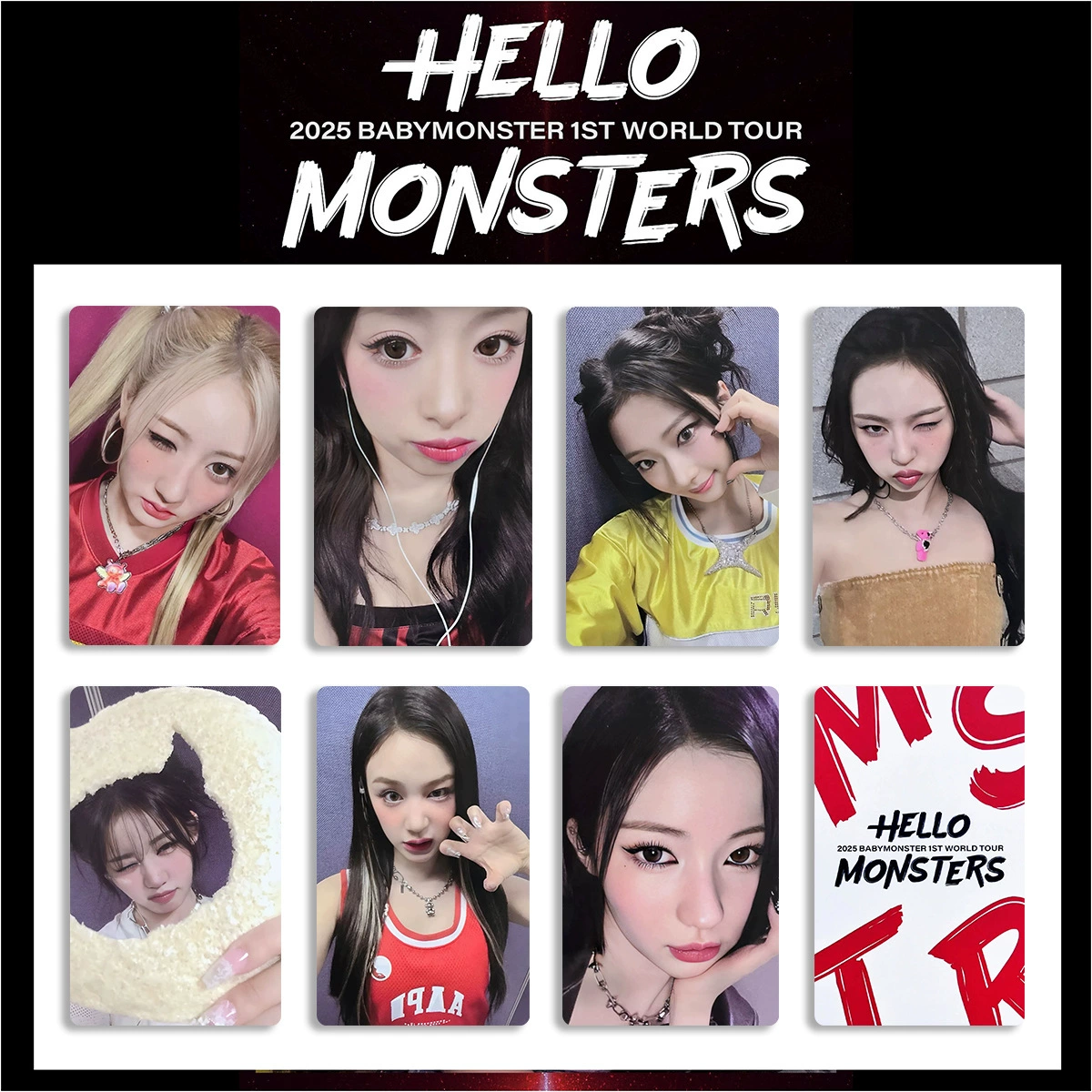 Фотокарта (BABYMONSTER) 54×85 мм, двусторонняя глянцевая, набор 7 фото — случайный стиль