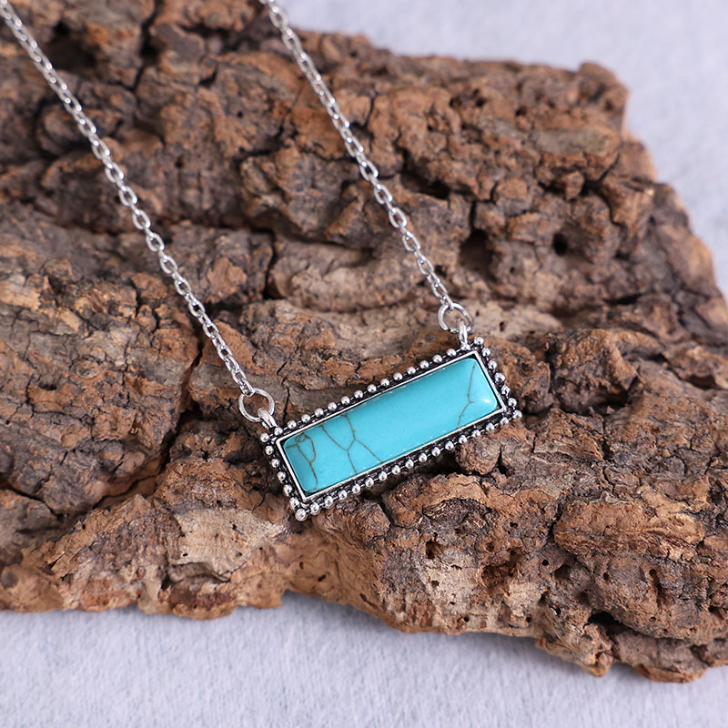Casual Retro Rectangle Alloy Inlay Turquoise Women's Necklace display picture 4
