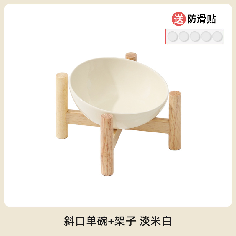 Bisel biselada tazón de cerámica suministros para mascotas gato y perro tazón de comida tazón para beber doble tazón antidetonantes protección del cuello del pie alto