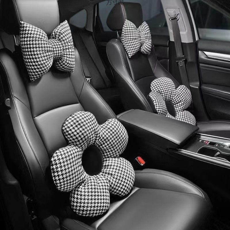 자동차 머리 받침 자동차 목 베개 허리 베개 사계절 유니버설 꽃 베개 카시트 세트 여신 허리 베개