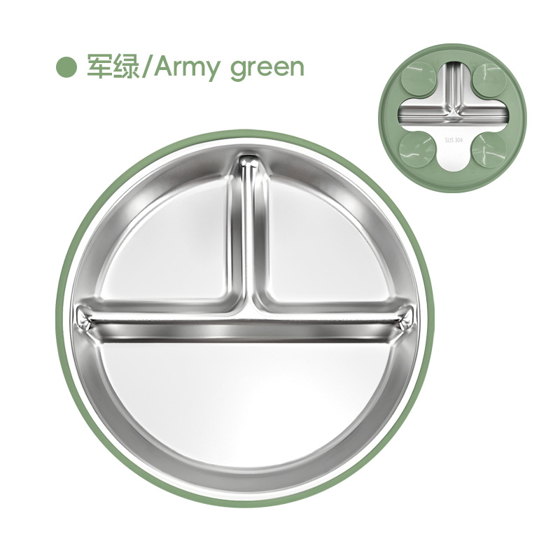 Amazon cubiertos infantiles de acero inoxidable para bebés comidas 304 cubiertos de acero inoxidable platos de silicona tipo ventosa