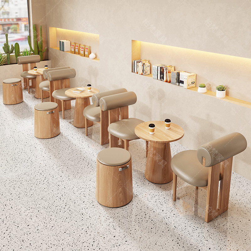 Internet celebridad postre leche té tienda ocio mesa y silla combinación cafetería tarde té tienda pared sofá cubierta