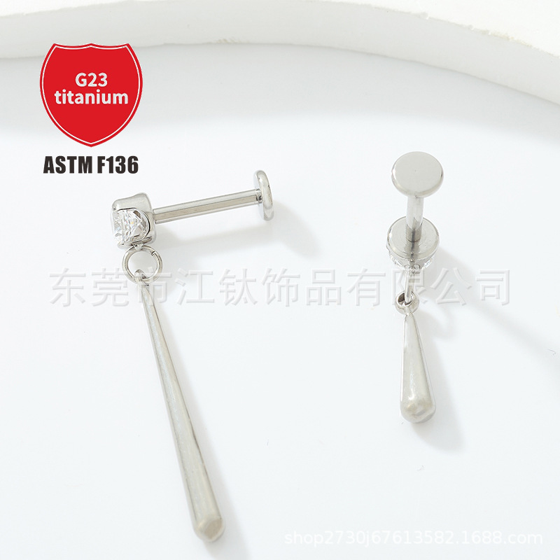 Pointed titanium steel lip stud product view