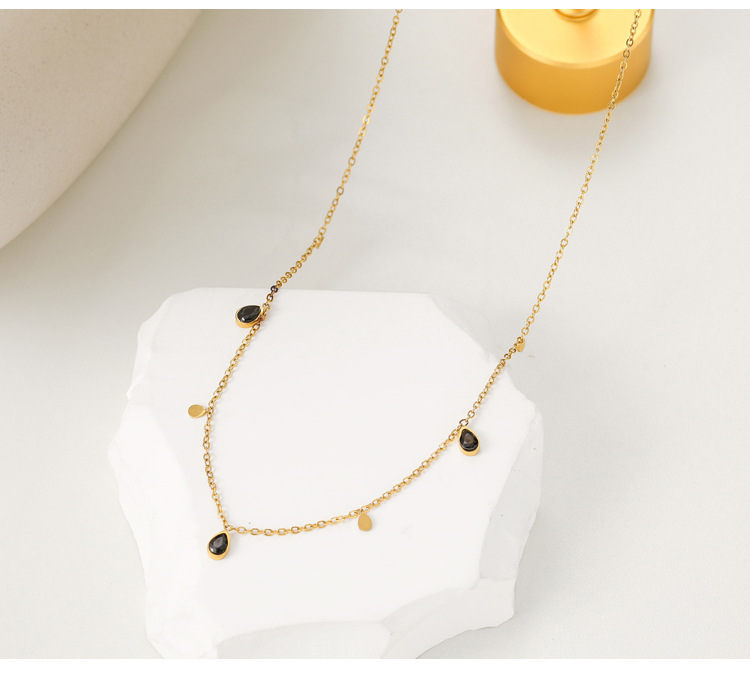 Fashion Water Droplets Stainless Steel Necklace Plating Zircon Stainless Steel Necklaces_colorza_2