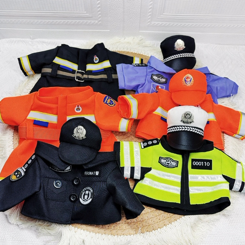 Ready-Made Doll Clothes for Traffic Police, Teddy Bears, Police Officers, Swat Dolls, Firefighter Teddy Bears, Plush Toys, and Costume Accessories