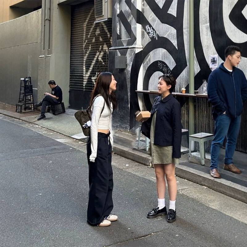 Korean Designer Glo*Ny Elastic Waist Straight-Leg Casual Pants Korean Women's Slimming Pants Same Style as Lee Yooli