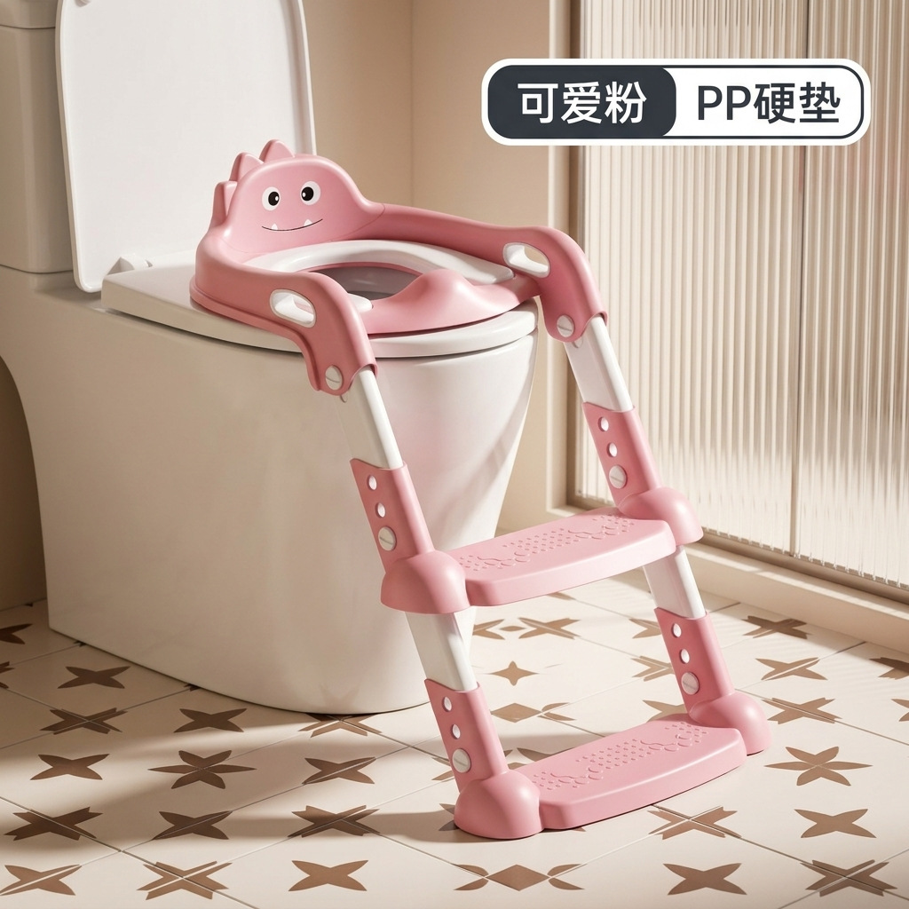 Asiento de inodoro para niños cuidadosamente seleccionado, con escalones, taburete plegable para niños y niñas, asiento de inodoro con escalón para niños.