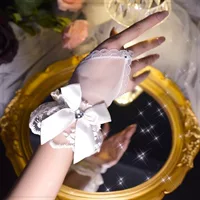 Новый стиль Lolita Lolita кружевной бант средний палец перчатки бисер браслет украшения запястья аксессуары ручной рукав