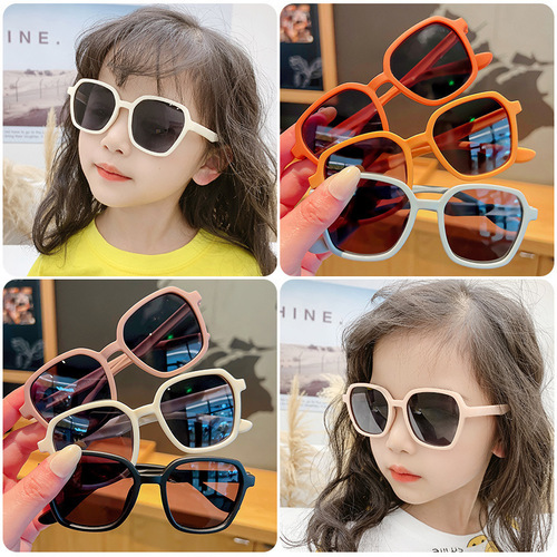 New Square Frame Children's Sunglasses Baby Round Frame Fashionable Children's Sunglasses Cute Frosted Frame Boys and Girls