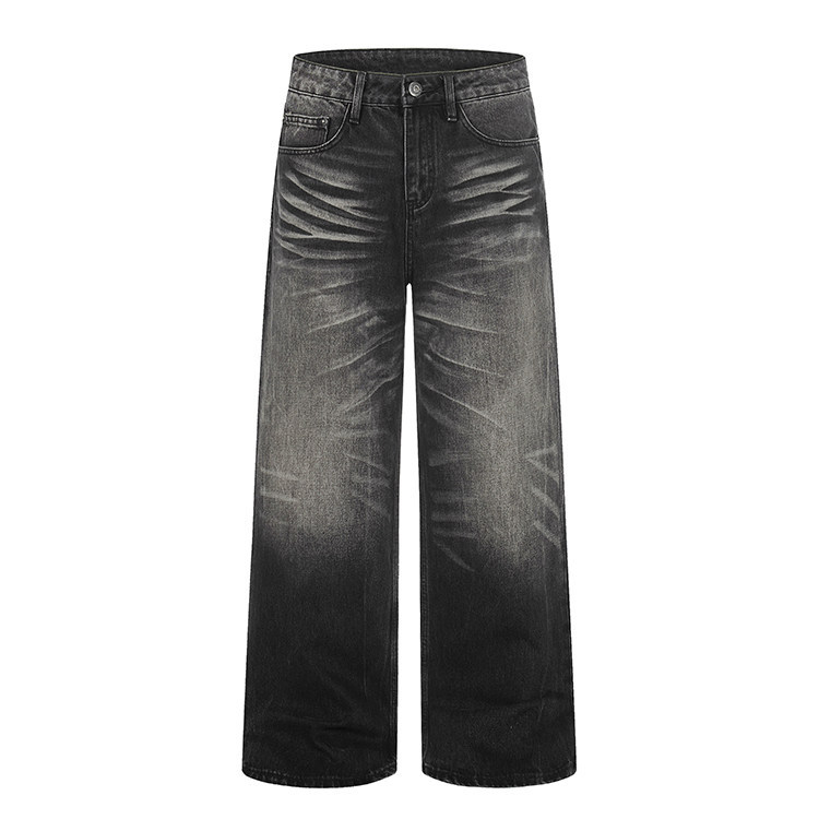 Vintage Heavyweight Distressed Jeans – Relaxed Straight-Leg Denim Pants For Men & Women Mid-Rise Freedom_mkmklike.com