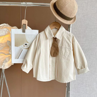 Baby Spring & Fall Casual Shirt Kidsren's Tie Long-Sleeved Cotton Shirt Kindergarten Performance Clothing Event Soft