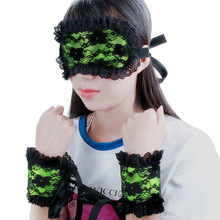 成人情趣用品眼罩黑色蕾絲花邊綢緞手銬手環性感眼罩捆綁束縛調教