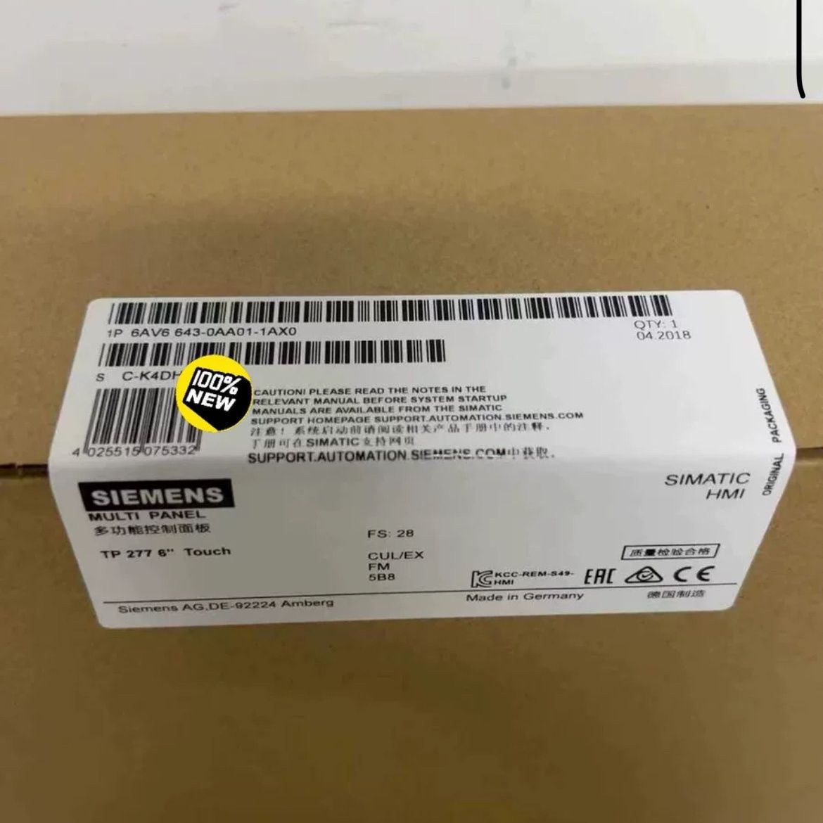 6AV6643-0AA01-1AX0西门子TP277-6触摸式面板5.7寸彩色触摸屏