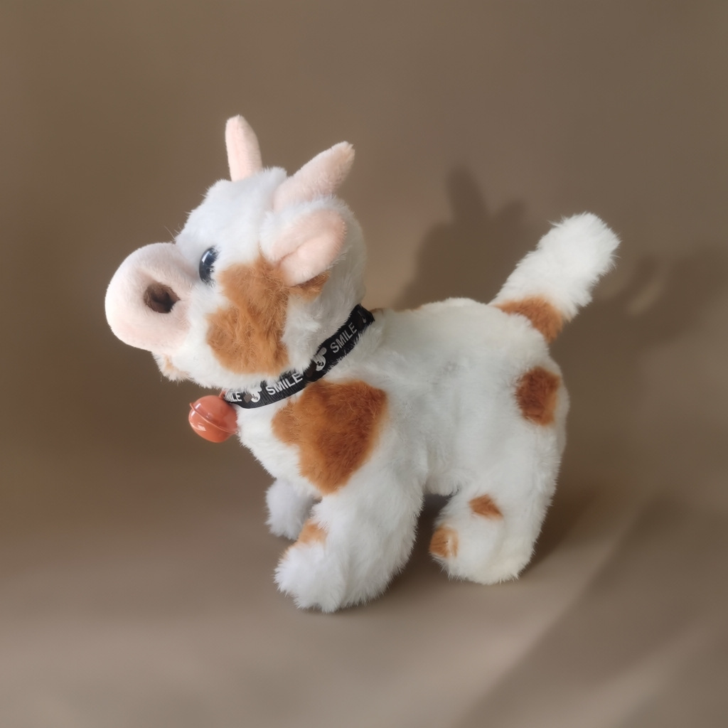 Vaca de Peluche Eléctrica de Felpa y Plástico, Interactiva con Sonido y Movimiento, para Niños