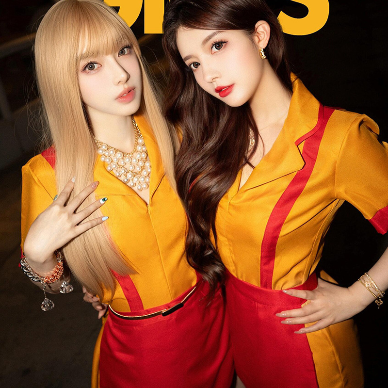 Bankrupt Sisters! Halloween Cosplay Costume Work Uniform Same Style Bar Short Dress Adult Female Best Friend Hot Girl Max