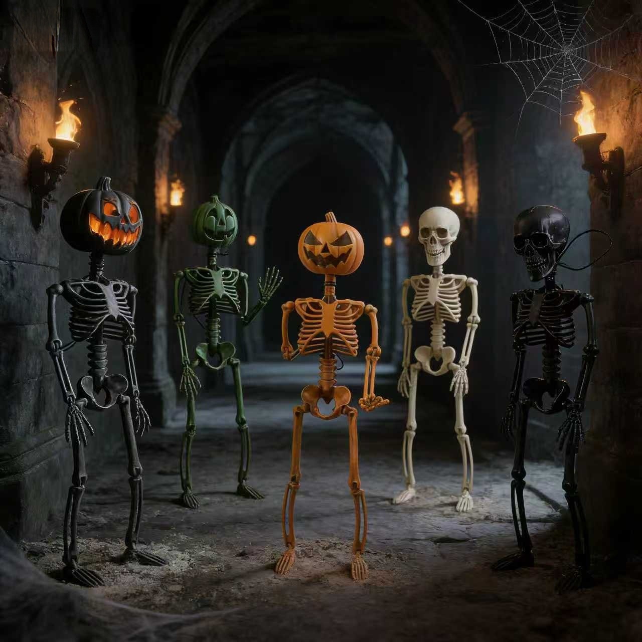 Esqueleto de Halloween decoración de terror decoración de decoración de la casa embrujada props esqueleto humano de plástico colgante esqueleto